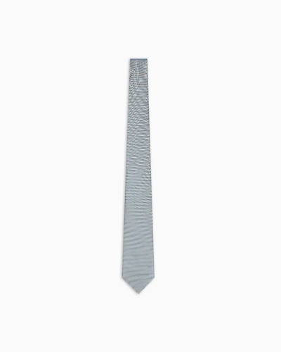 Emporio Armani - Ottoman-style pure silk tie, Man, Light Blue, Size: TU