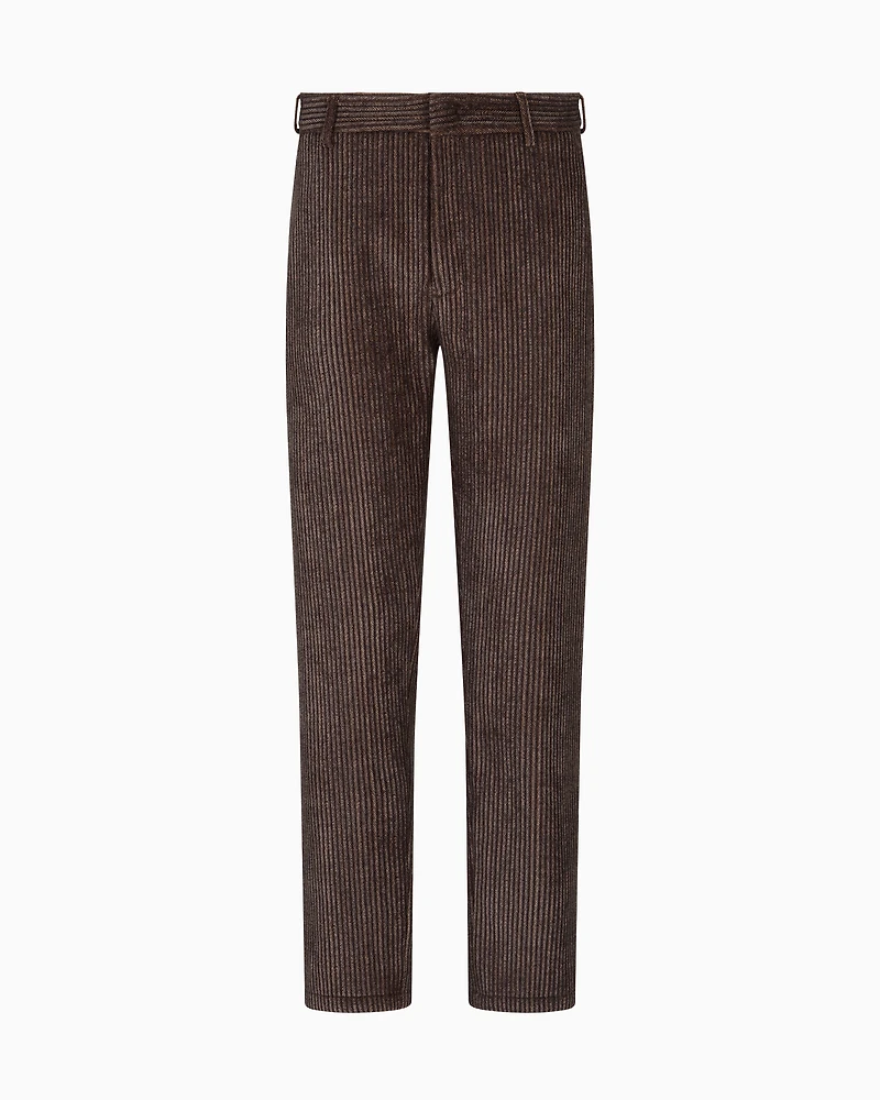 Emporio Armani - Printed corduroy trousers, Man, Brown, Size: