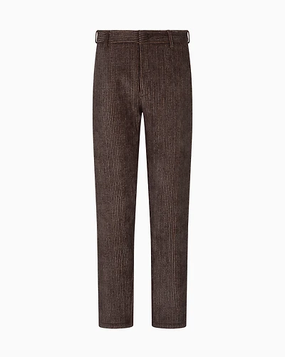 Emporio Armani - Printed corduroy trousers, Man, Brown, Size: