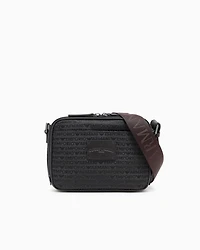 Emporio Armani - Monogram jacquard camera case with shoulder strap, Man, Grey, Size: TU