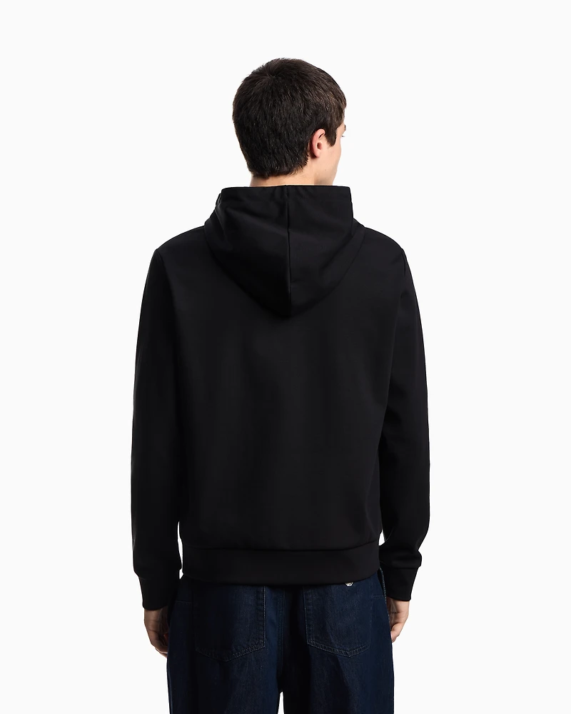 Emporio Armani - Hooded, zipped, Ponte-di-Roma sweatshirt, Man, Black, Size: