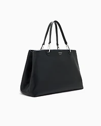 Emporio Armani - Large nappa leather MyEA shopper bag, Woman, Black, Size: TU