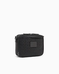 Emporio Armani - Monogram jacquard camera case with shoulder strap, Man, Grey, Size: TU