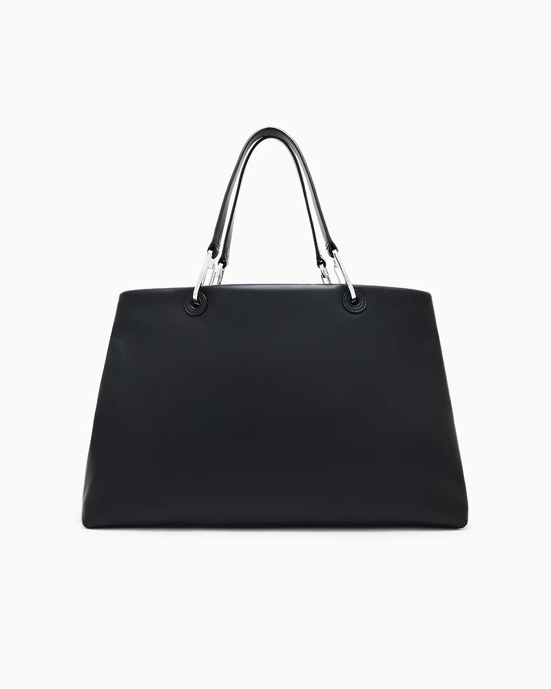 Emporio Armani - Large nappa leather MyEA shopper bag, Woman, Black, Size: TU