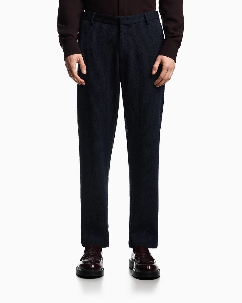 Emporio Armani - Jacquard double jersey knit chinos, Man, Blue, Size:
