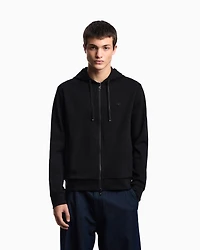 Emporio Armani - Hooded, zipped, Ponte-di-Roma sweatshirt, Man, Black, Size: