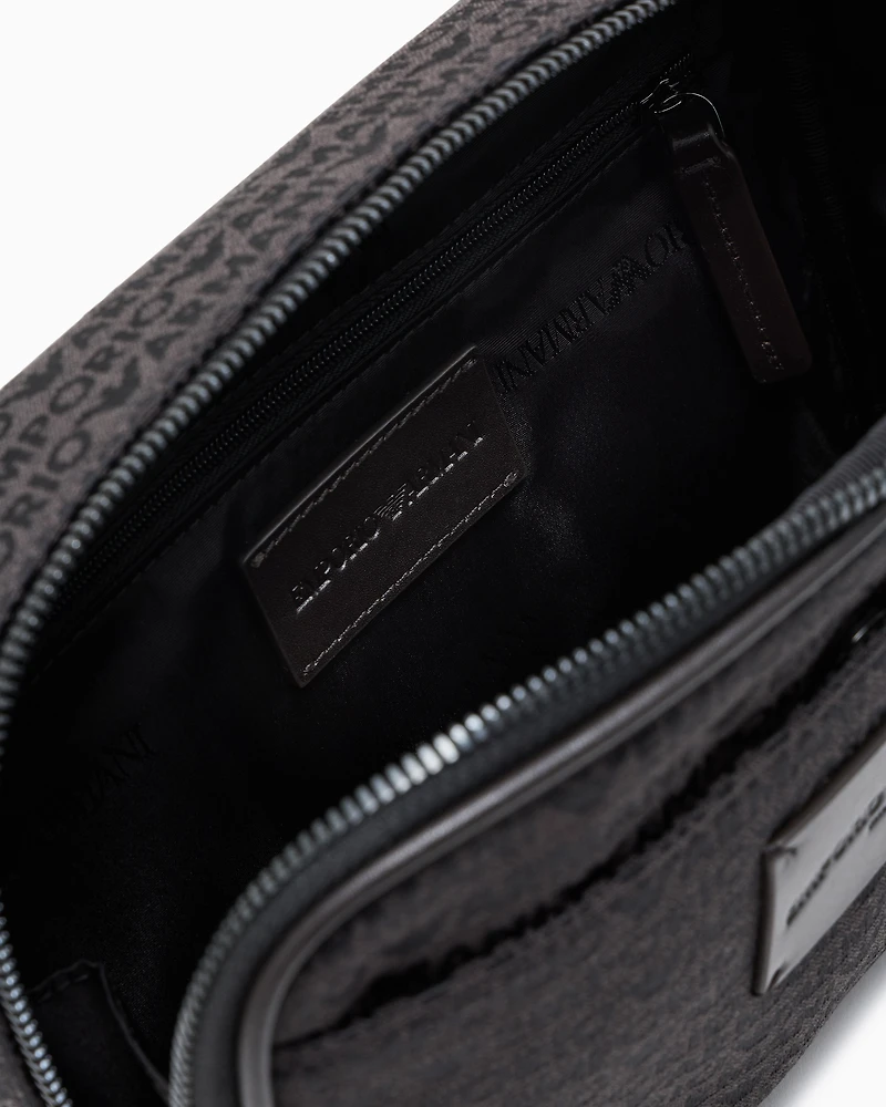 Emporio Armani - Monogram jacquard camera case with shoulder strap, Man, Grey, Size: TU