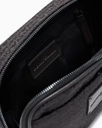 Emporio Armani - Monogram jacquard camera case with shoulder strap, Man, Grey, Size: TU