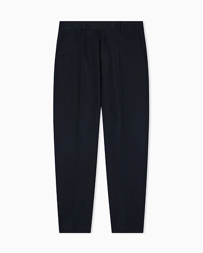 Emporio Armani - Comfort-gabardine chinos, Man, Navy Blue, Size: