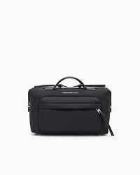 Emporio Armani - Nylon satchel with shoulder strap with monogram lettering, Man, Black, Size: TU