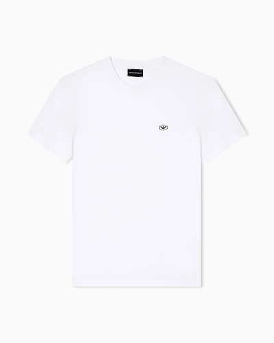 Emporio Armani - Supima jersey T-shirt with micro logo patch, Man, White, Size: