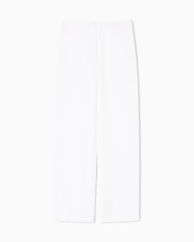 Emporio Armani - ASV palazzo trousers waffle-weave technical fabric, Woman, White, Size: