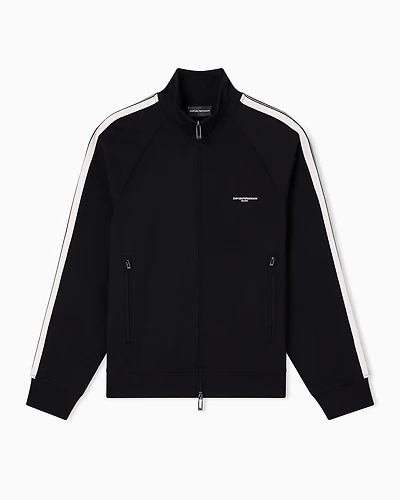 Emporio Armani - ASV full-zip sweatshirt jersey with contrasting bands, Man, Black, Size: