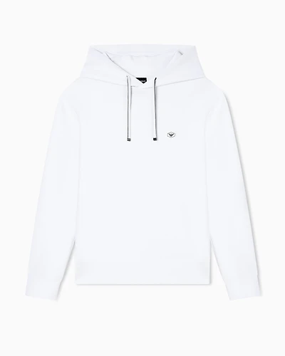 Emporio Armani - Hooded sweatshirt with micro logo patch, Man, White, Size: