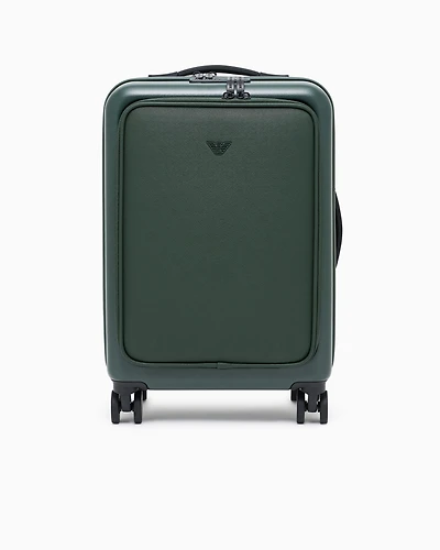 Emporio Armani - ABS carry-on case with Saffiano detail and eagle plate, Man, Green, Size: TU