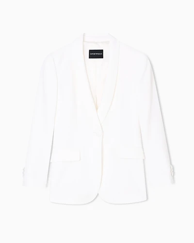Emporio Armani - Single-breasted blazer envers satin, Woman, White, Size: