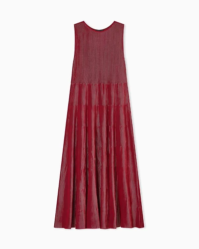 Emporio Armani - Sleeveless dress knit front and back plated effect, Woman, Red, Size: