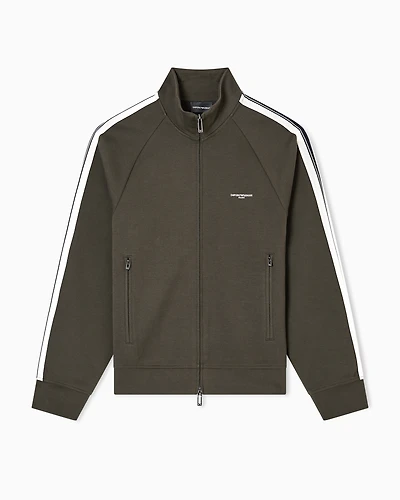 Emporio Armani - ASV full-zip sweatshirt jersey with contrasting bands, Man, Green, Size: