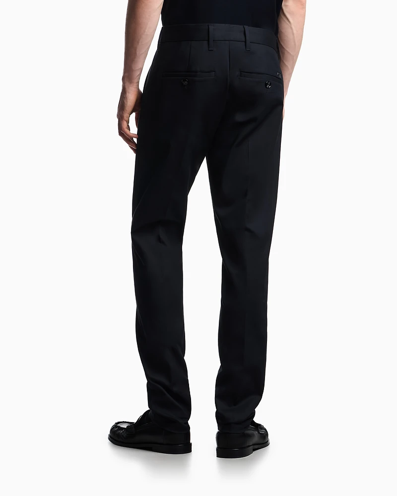 Emporio Armani - Comfort-gabardine chinos, Man, Navy Blue, Size: