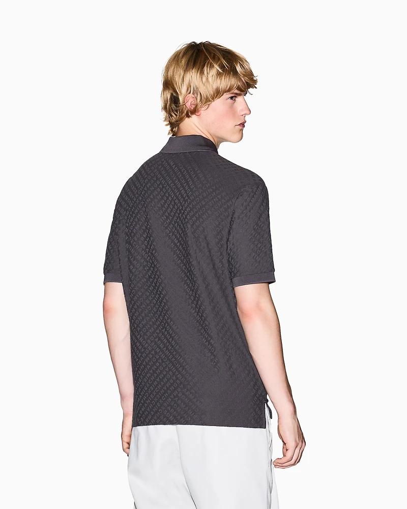 Armani Exchange - Regular fit polo shirt with allover logo, Man, Grey, Size: