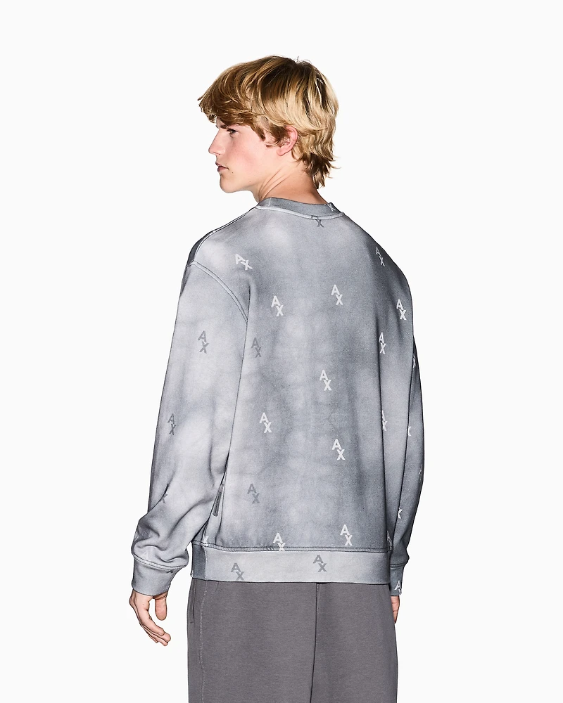 Armani Exchange - Crew neck sweatshirt with shaded print, Man, Grey, Size: