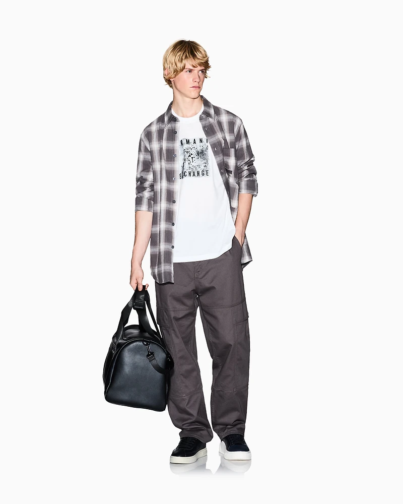Armani Exchange - Regular fit check pattern shirt, Man, Brown, Size: