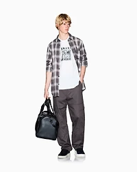 Armani Exchange - Regular fit check pattern shirt, Man, Brown, Size: