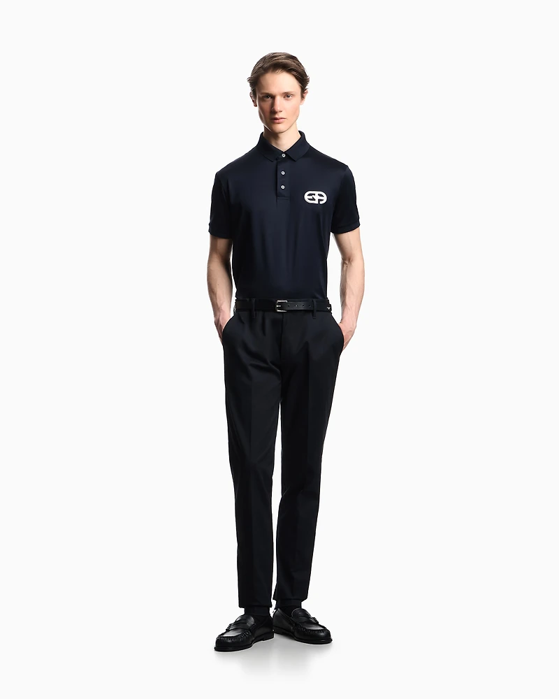 Emporio Armani - Comfort-gabardine chinos, Man, Navy Blue, Size: