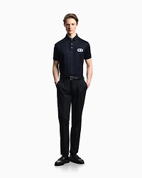 Emporio Armani - Comfort-gabardine chinos, Man, Navy Blue, Size: