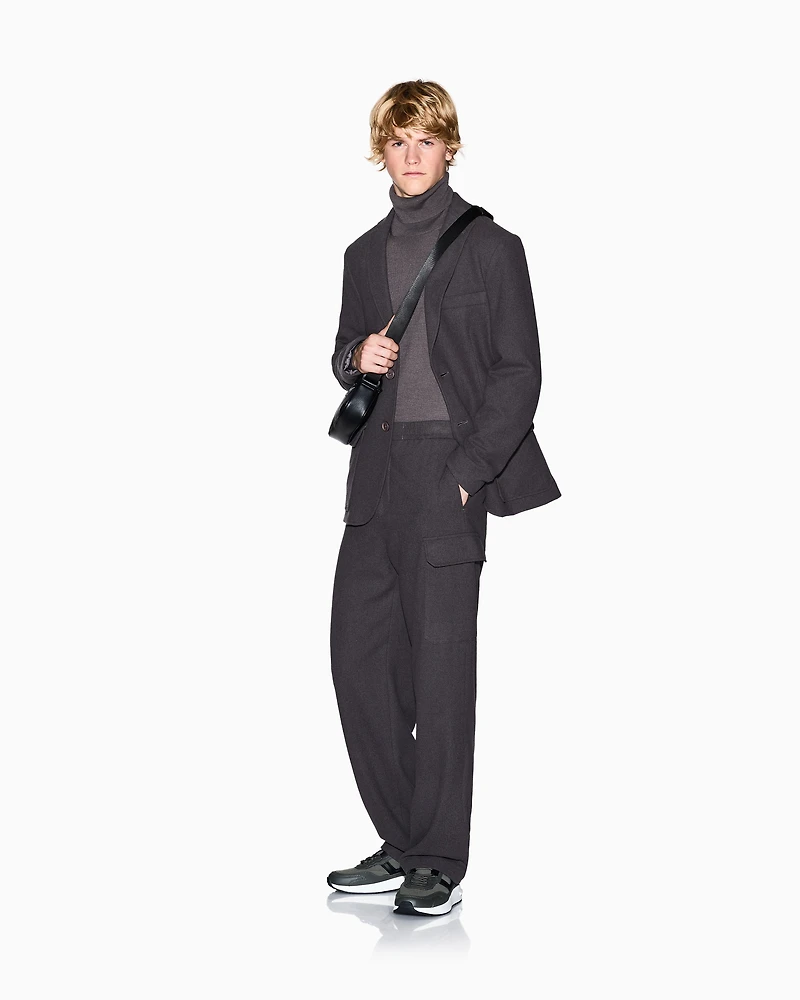 Single-breasted wool blend jacket