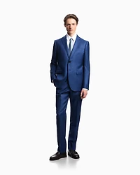 Emporio Armani - Single-breasted suit a silky-finish grisaille, Man, Blue, Size:
