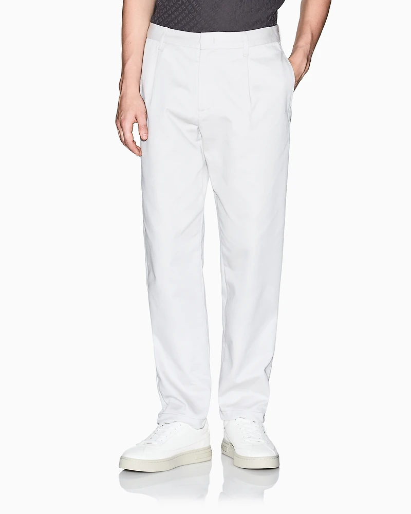 Armani Exchange - Cotton twill chinos, Man, White, Size: