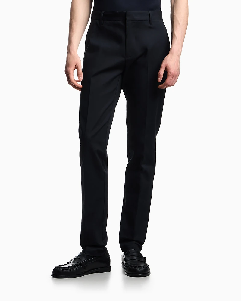 Emporio Armani - Comfort-gabardine chinos, Man, Navy Blue, Size: