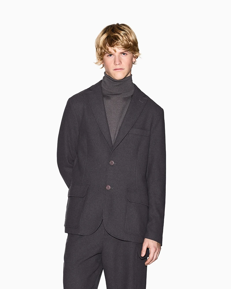 Single-breasted wool blend jacket