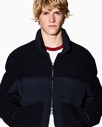 Jacket with zip and contrasting inserts