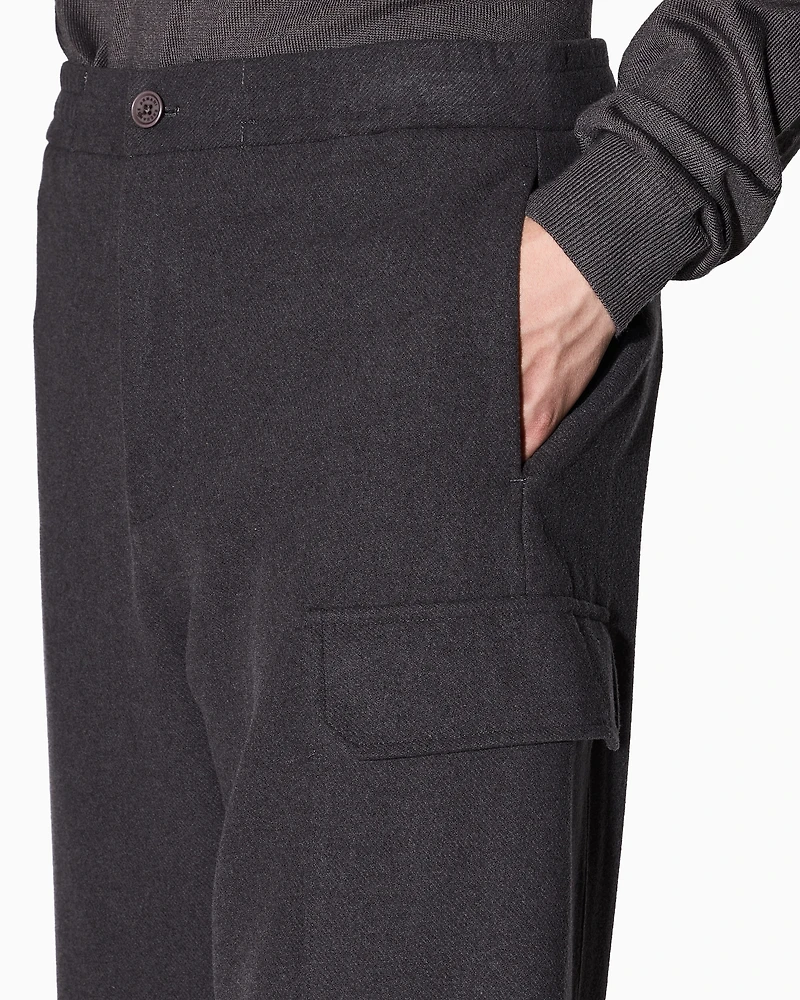 Armani Exchange - Wool Blend Cargo Pants, Man, Grey, Size: