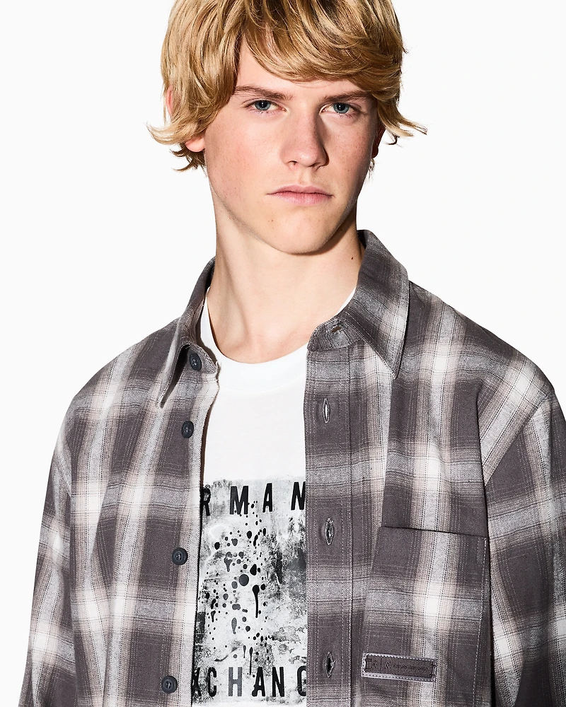 Armani Exchange - Regular fit check pattern shirt, Man, Brown, Size: