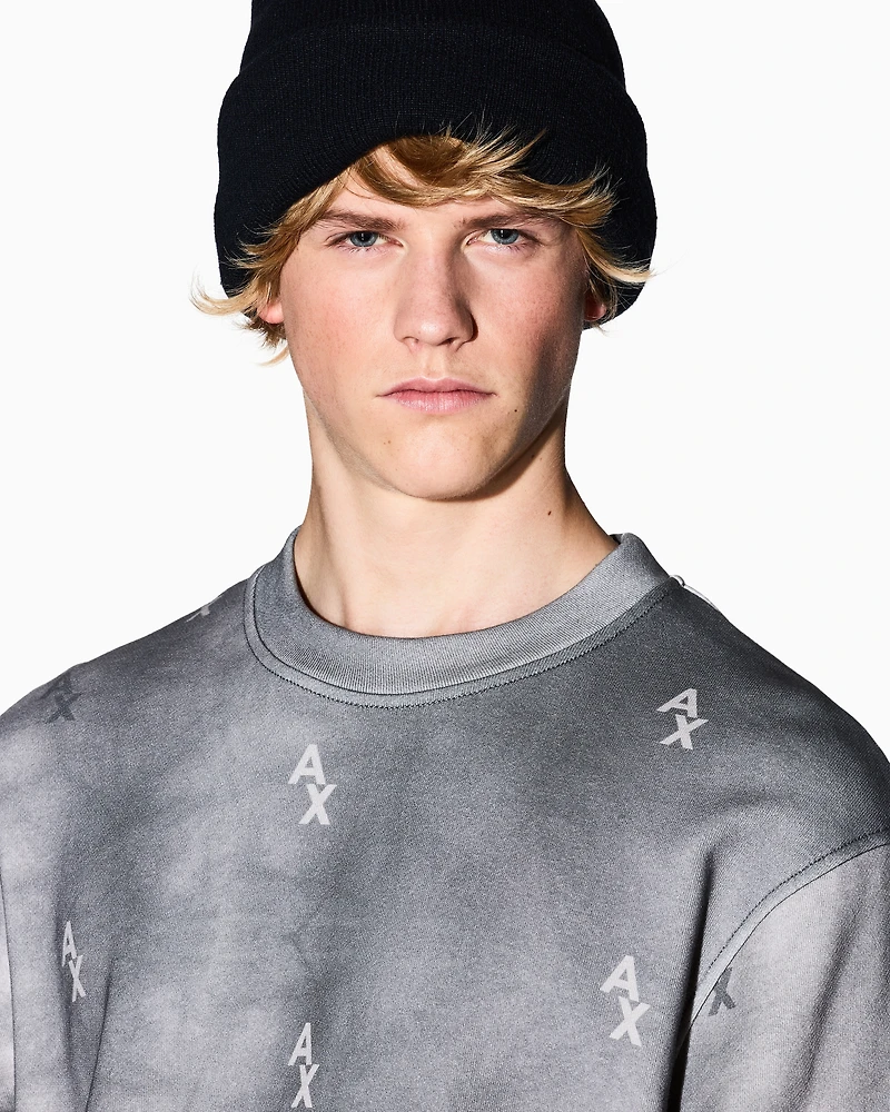 Armani Exchange - Crew neck sweatshirt with shaded print, Man, Grey, Size: