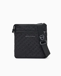Armani Exchange - All-over logo shoulder bag, Man, Black, Size: TU