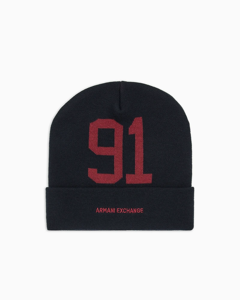 A|X RIBBED KNIT 91 LOGO BEANIE