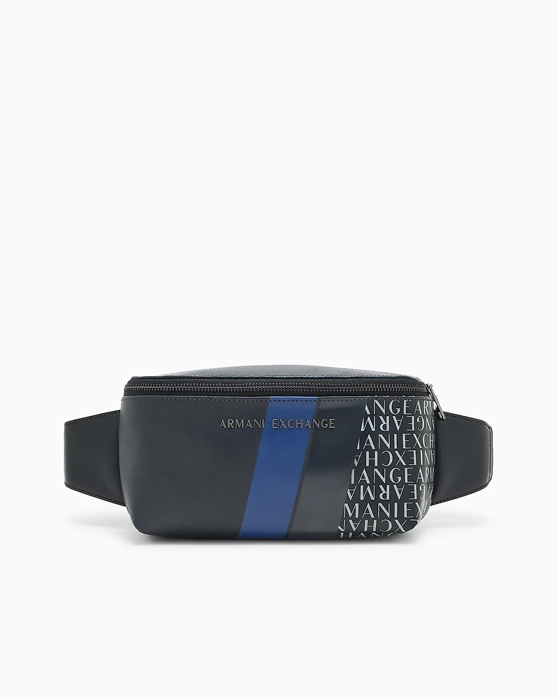 Armani Exchange - Monogram and Stripes Bum Bag, Man, Blue, Size: TU