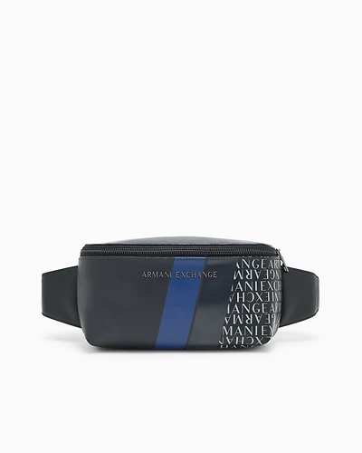 Armani Exchange - Monogram and Stripes Bum Bag, Man, Blue, Size: TU