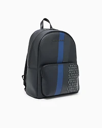 Backpack with monogram and stripes