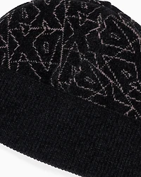 Armani Exchange - Beanie hat with allover logo, Man, Black, Size: TU