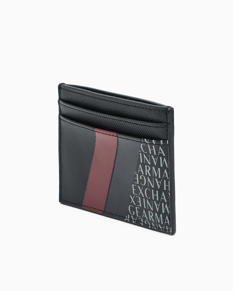 Card holder with monogram and stripes
