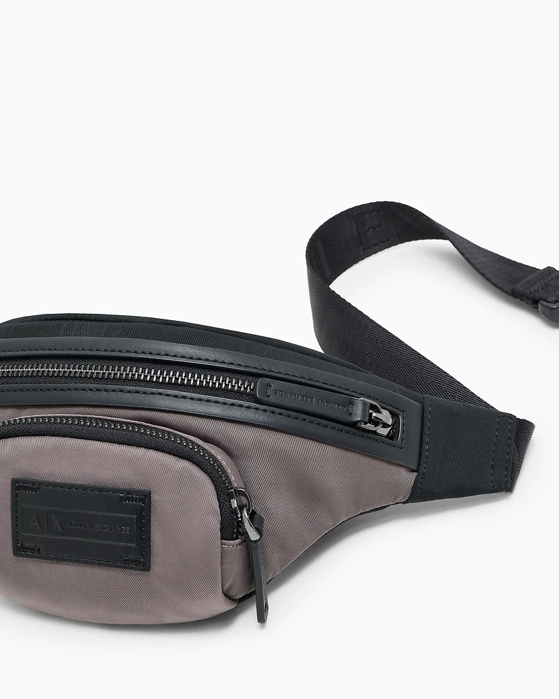 Armani Exchange - Two-tone bum bag with logo, Man, Grey, Size: TU