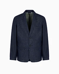 Armani Exchange - Single-breasted jacket cotton and linen, Man, Blue, Size: