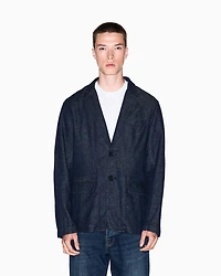 Armani Exchange - Single-breasted jacket cotton and linen, Man, Blue, Size: