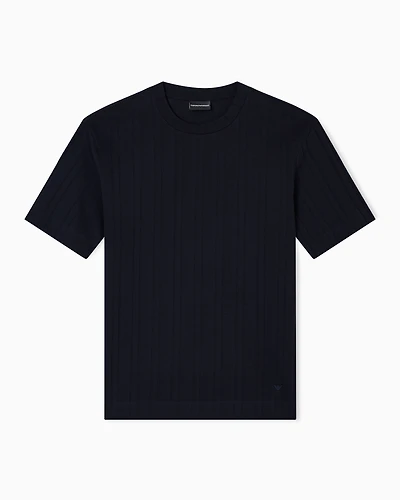 Emporio Armani - ASV jacquard jersey T-shirt, Man, Navy Blue, Size: