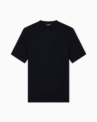 Emporio Armani - Icon viscose-blend jacquard jersey jumper with op-art motif, Man, Black, Size: